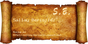Sallay Beriszló névjegykártya